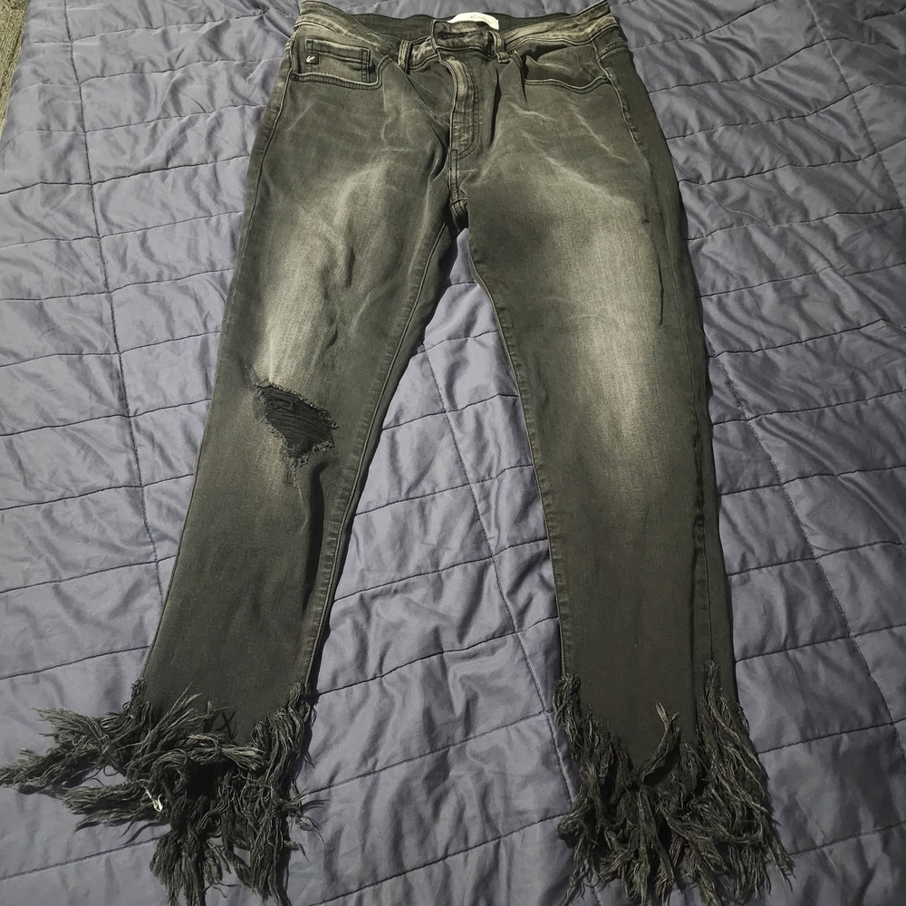 Frayed Hem Black Kancan Jeans